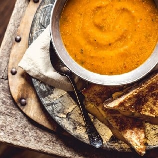 Oven Roasted Tomato Soup & A Grilled Cheese Sandwich – Comfort never tasted so good