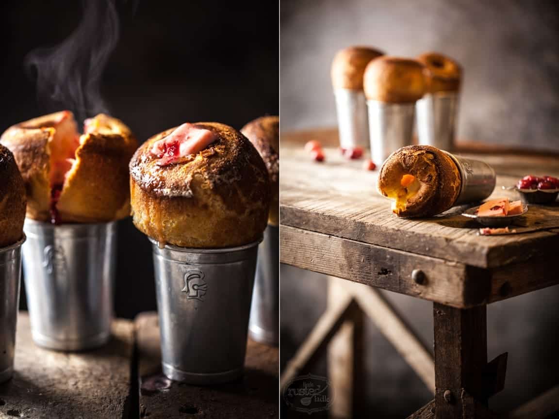 Popovers with Cranberry Buter and Sauce Recipe | www.littlerustedladle.com