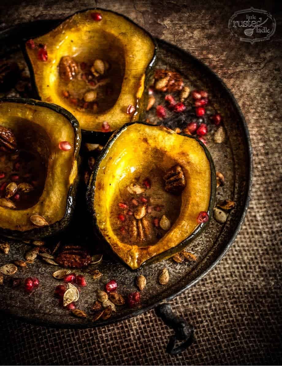 Pomegranate Squash with Spiced Squash Seeds Recipe | www.littlerustedladle.com