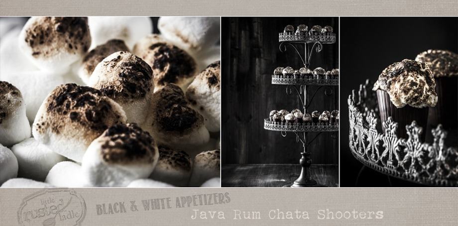 Java Rum Chata Shooters with Toasted Marshmallows | www.littlerustedladle.com