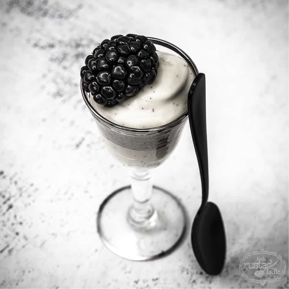 Black & White Appetizer Recipes | Vanilla Custard with Blackberries | www.littlerustedladle.com