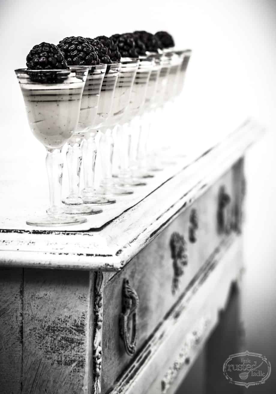 Black & White Appetizer Recipes | Vanilla Custard with Blackberries | www.littlerustedladle.com