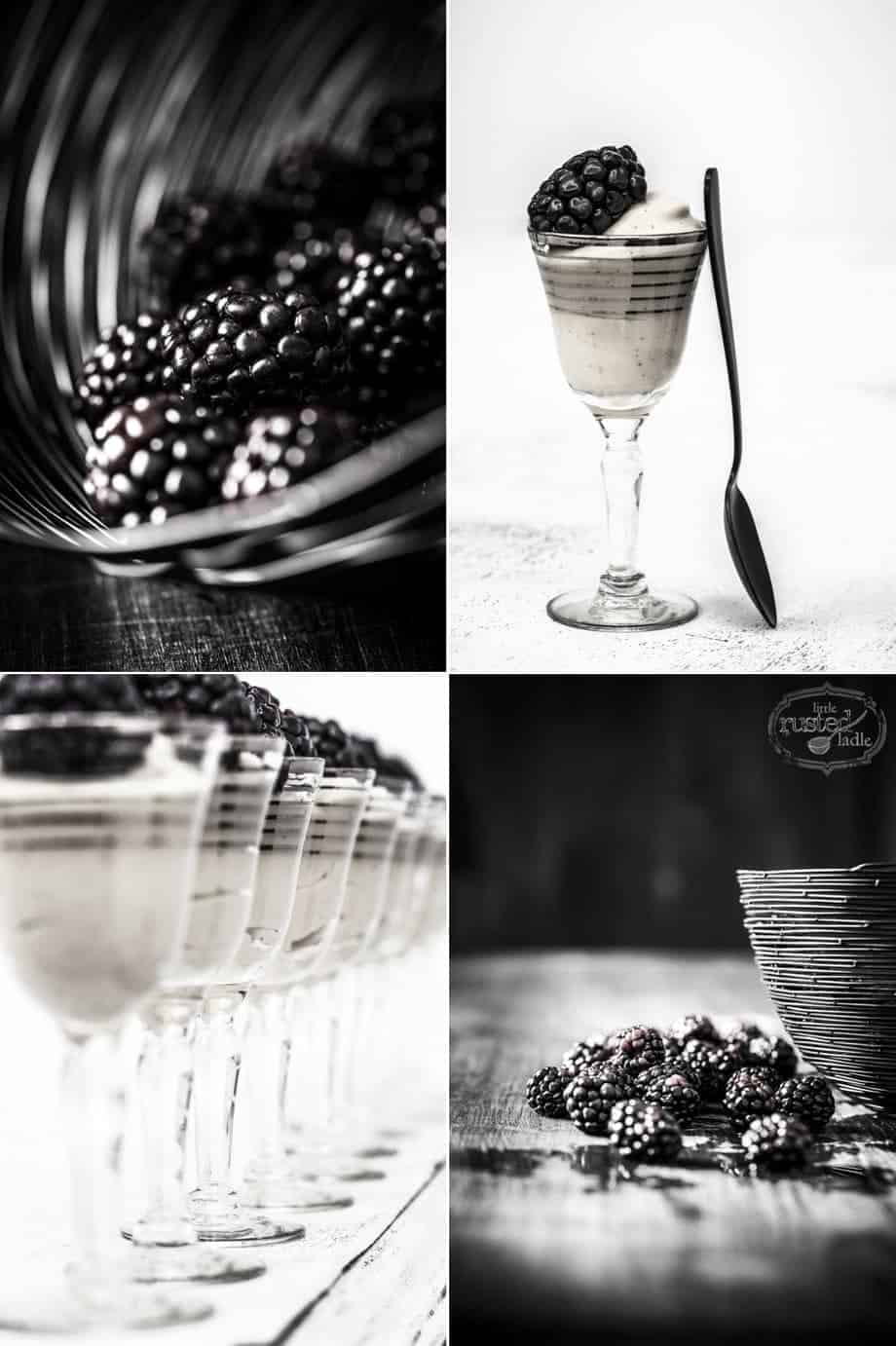 Black & White Appetizer Recipes | Vanilla Custard with Blackberries | www.littlerustedladle.com