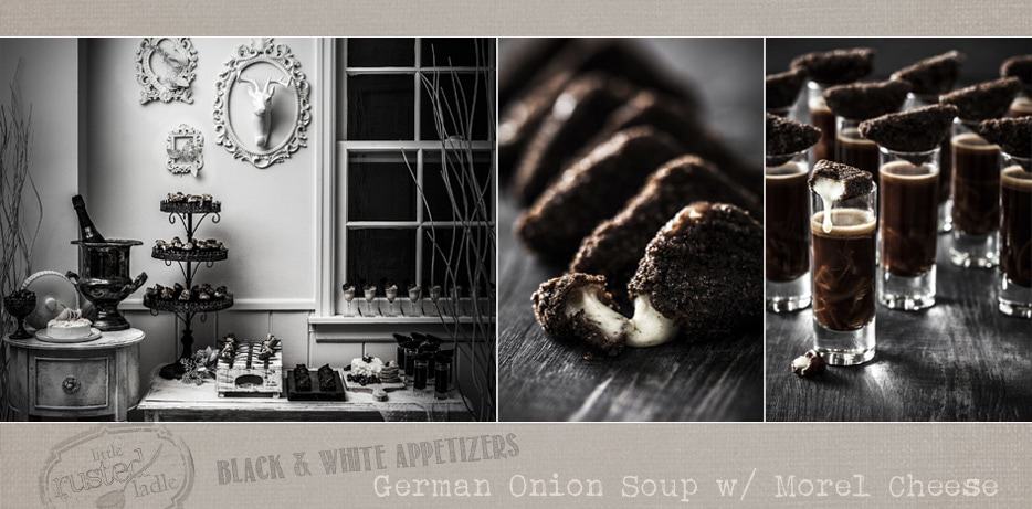 Appetizers | German Onion Soup | Black and White Food | www.littlerustedladle.com