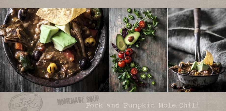 Homemade Soup Recipe | Pork and Pumpkin Mole Chili  | www.littlerustedladle.com