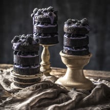 Three mini Wild Berry Pound Cakes with Mascarpone Yogurt Creme and fresh berries