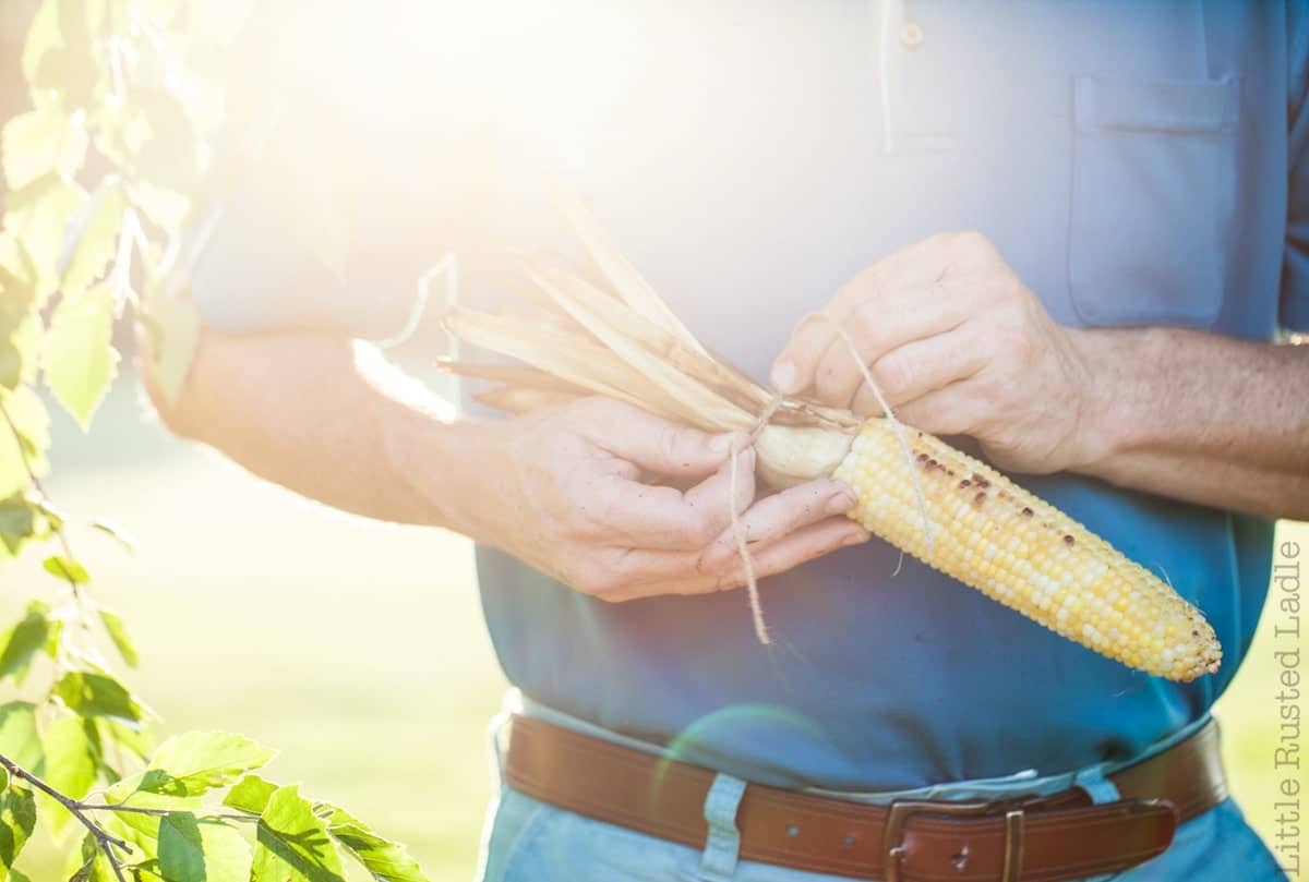 Farmers Market - Fire Roasted Corn on the Cob Recipe - www.littlerustedladle.com - Midwest food photography - Editorial #foodphotography #foodstyling #sweetcorn