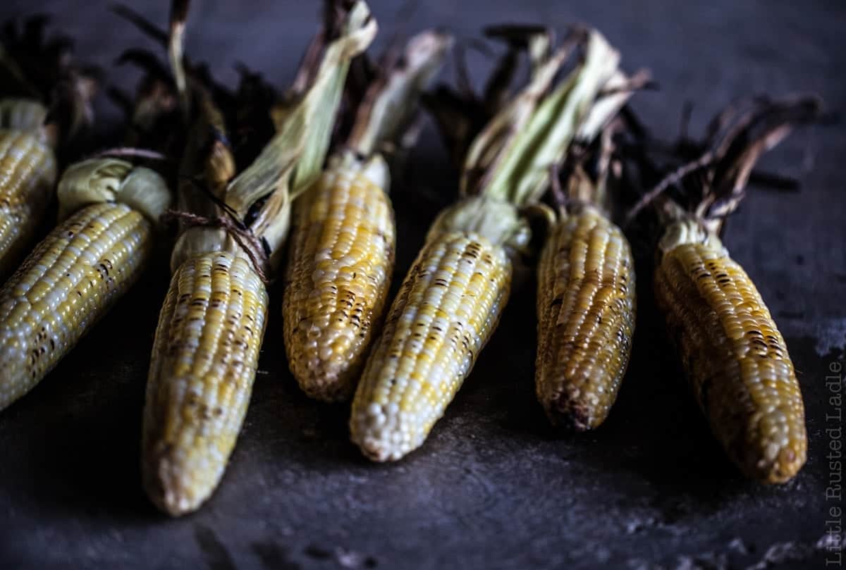 Farmers Market - Fire Roasted Corn on the Cob Recipe - www.littlerustedladle.com - Midwest food photography - Editorial #foodphotography #foodstyling #sweetcorn