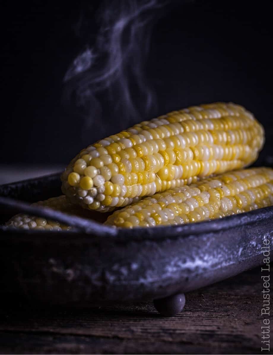 Farmers Market - Fire Roasted Corn on the Cob Recipe - www.littlerustedladle.com - Midwest food photography - Editorial #foodphotography #foodstyling #sweetcorn