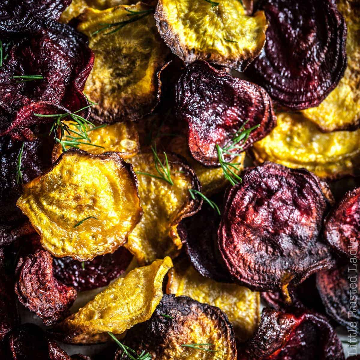 Root Vegetable Beets Rustic Backed Chips- Jena Carlin Photography - Little Rusted Ladle #foodphotography #Beets #FallRecipes