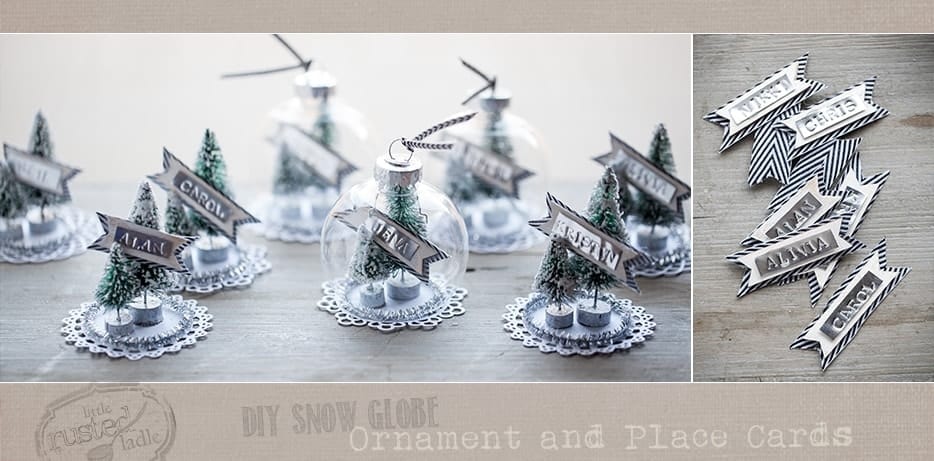 DIY Snow Globe Ornament Place Cards Craft 2- Little Rusted Ladle Blog