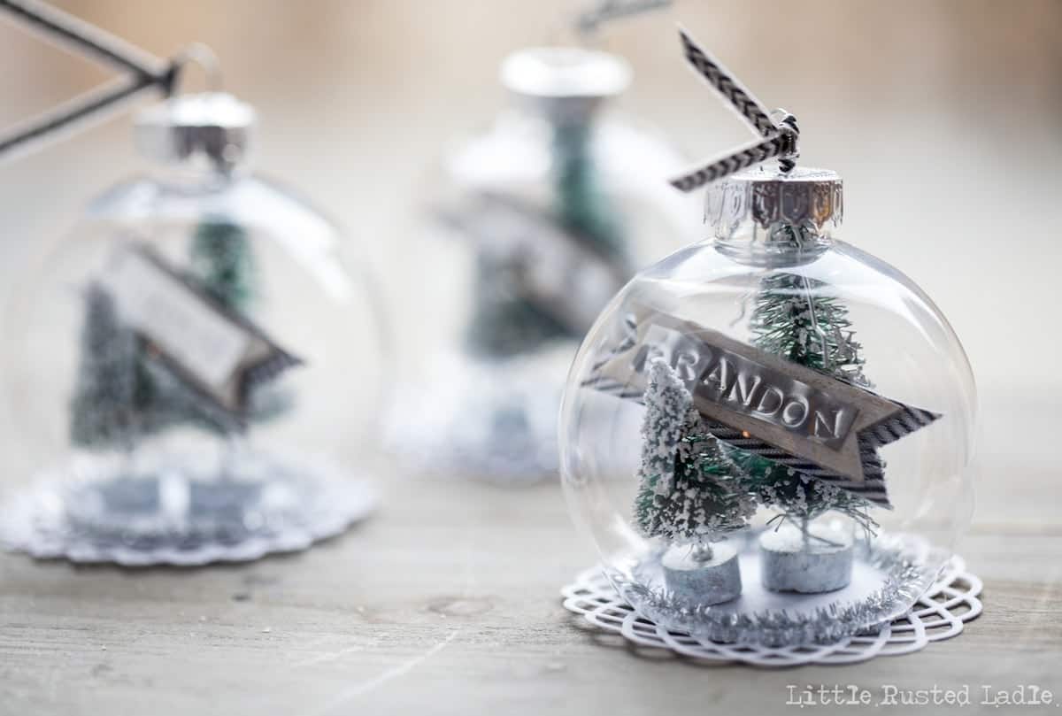 DIY Snow Globe Ornament Place Cards - Little Rusted Ladle Blog - 20 96WM