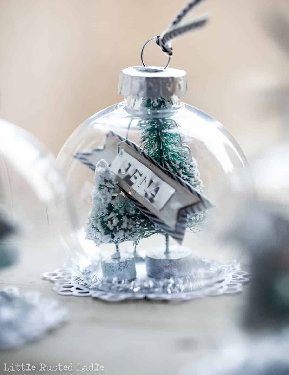 DIY Snow Globe Ornament Place Cards - Little Rusted Ladle Blog - 7 96WM