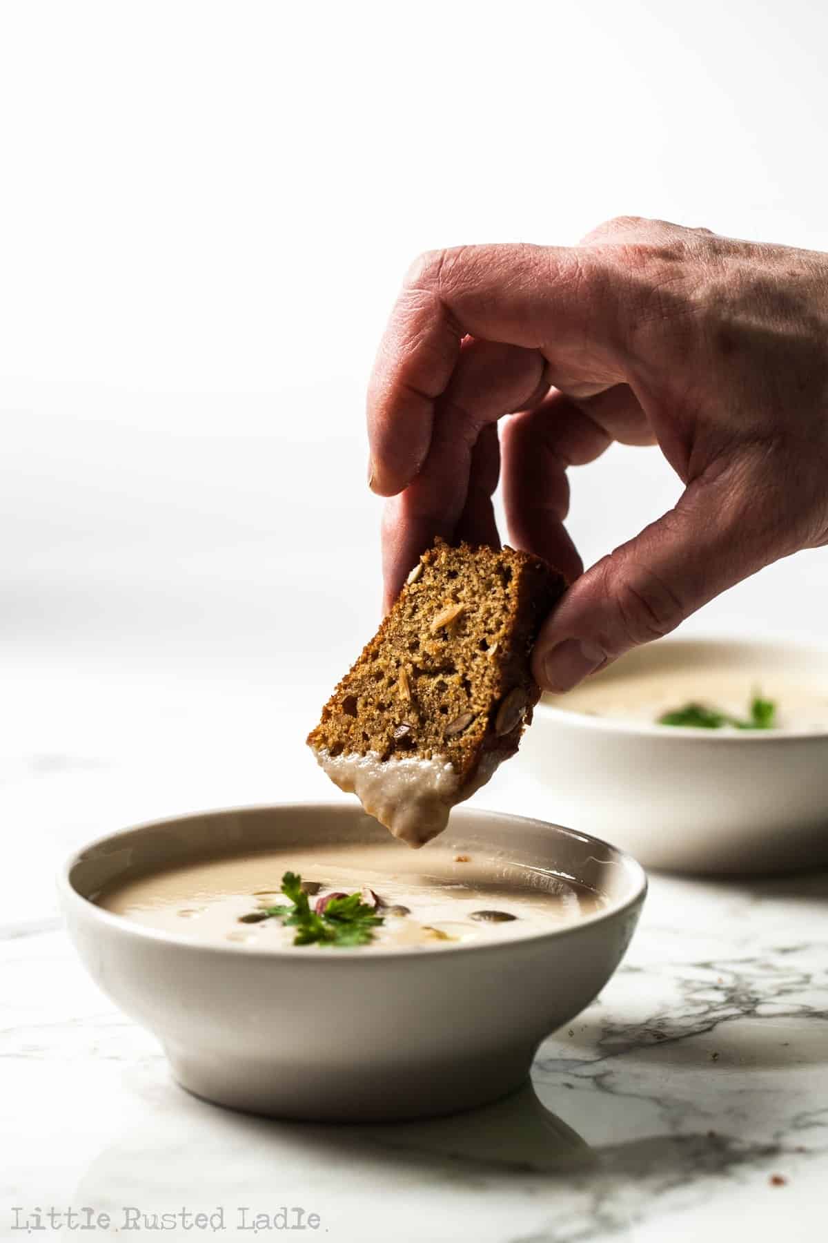 Giveaway - Mock Mill - Parsnip Pumpkin Seed Bread Recipe | Little Rusted Ladle #FoodStyling #FoodPhotography #Parsnips