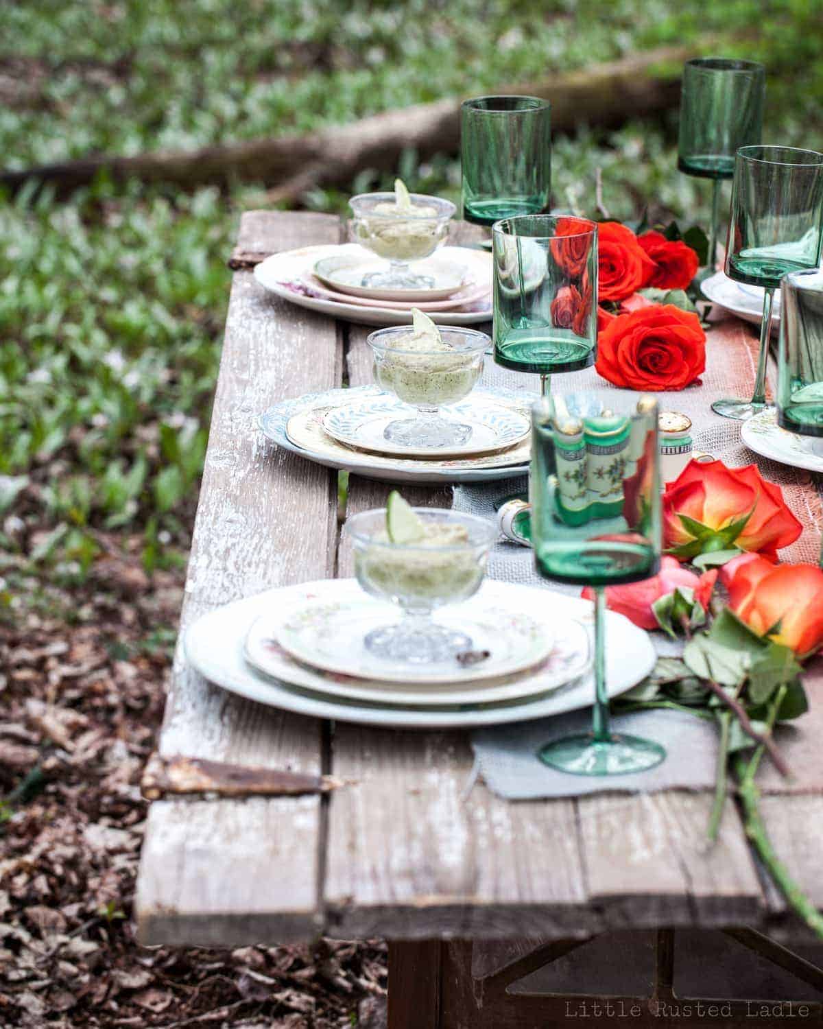 Avocado Key Lime Chia Pudding and Natural Dip Dyed Table Runner - 003 - WebWM