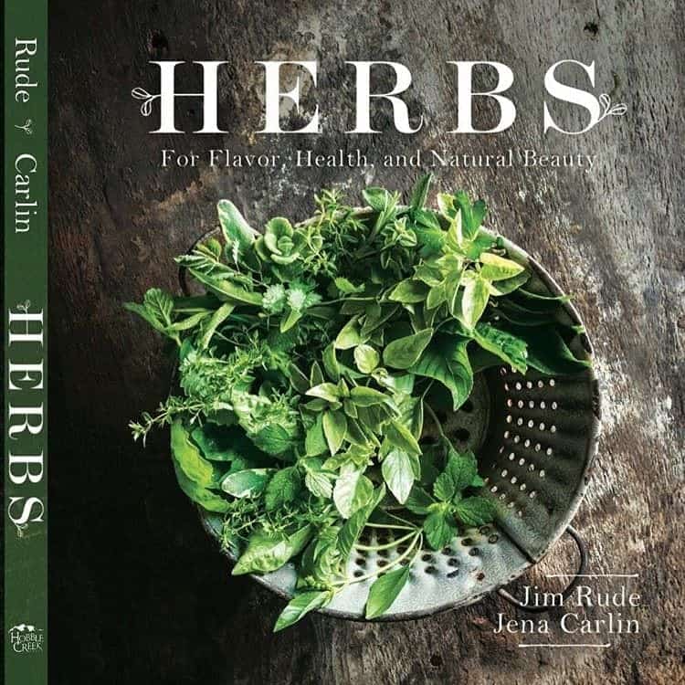 Cover of book with fresh herbs titled Herbs for Flavor, Health, and Natural Beauty