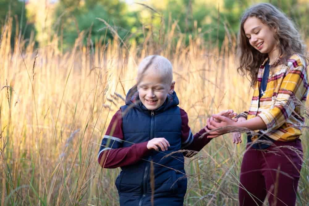 Kids running in the field