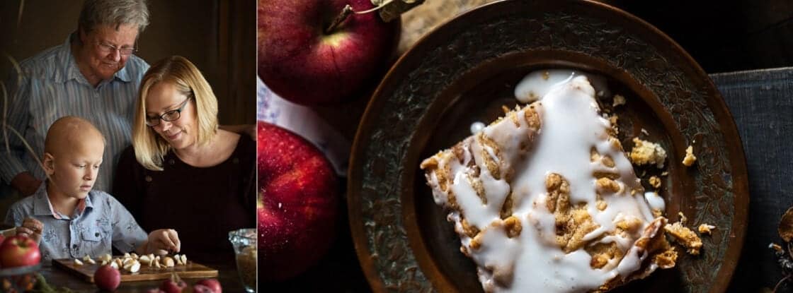 Family Baking Together a Apple Squares Recipe