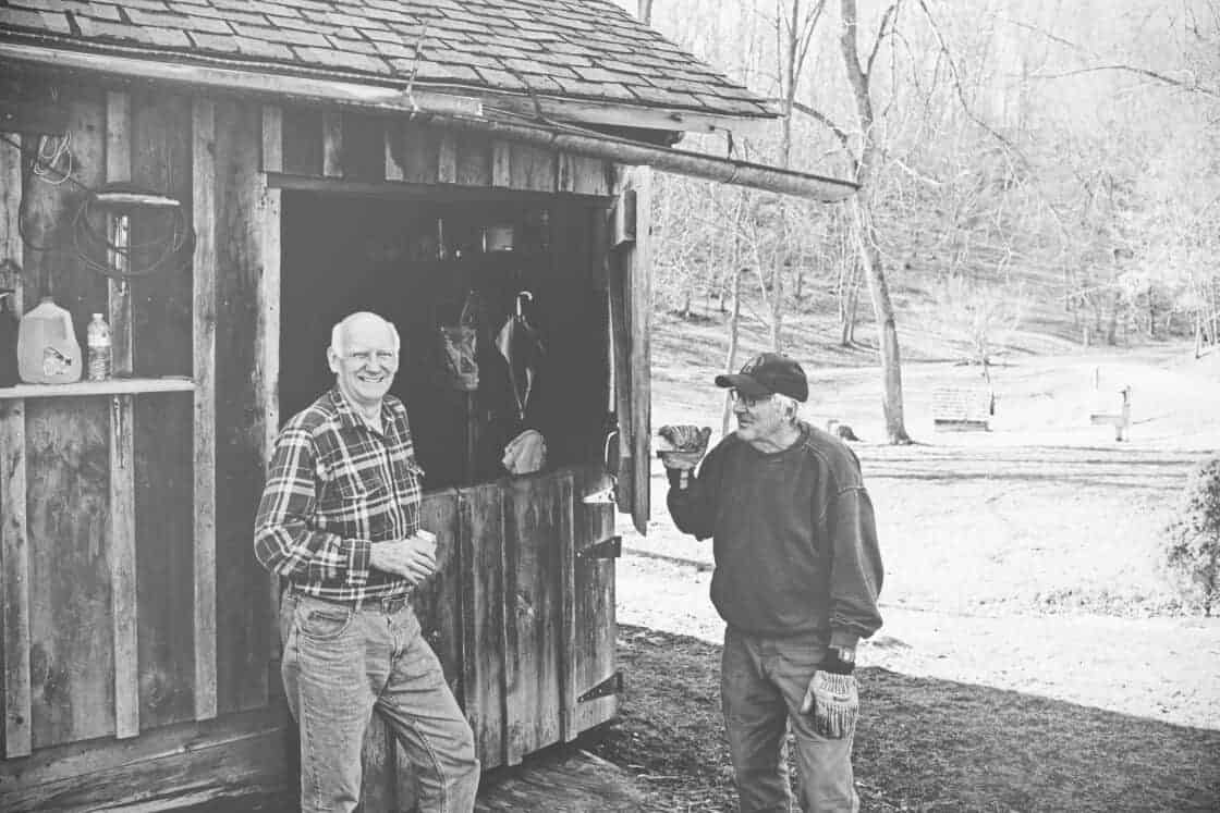 Men at a maple syrup farm